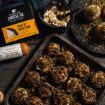 Cheese Stuffed Mushrooms with Fried Garlic Breadcrumb