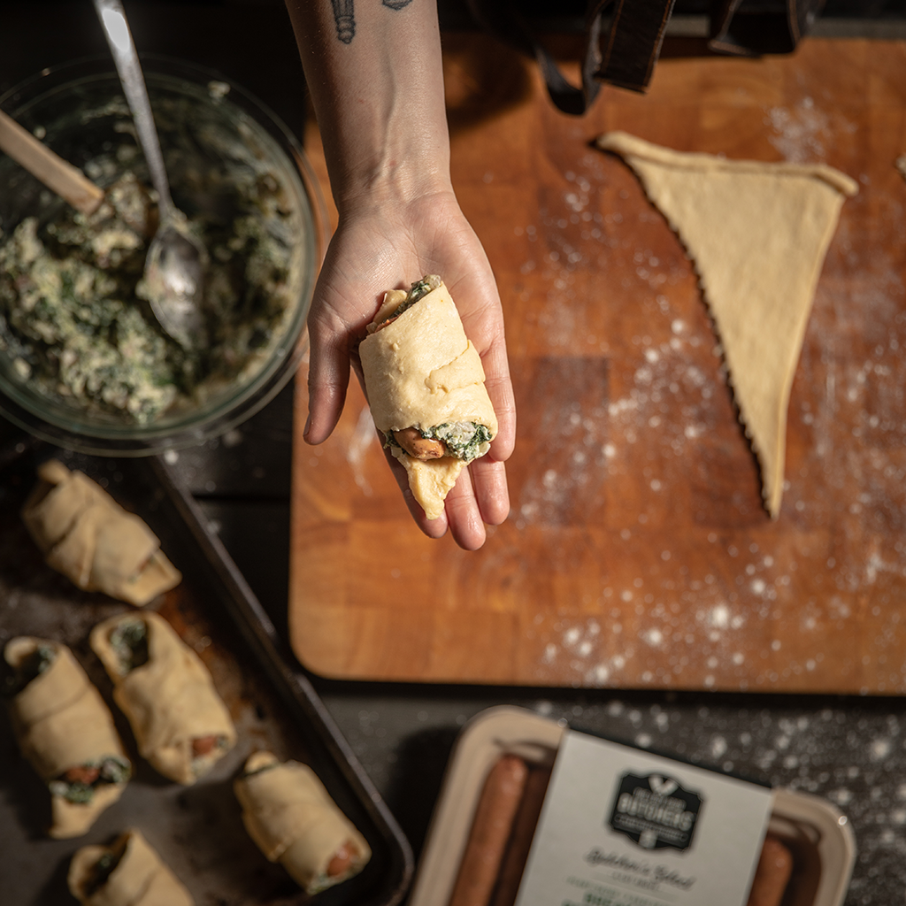 Garlic Spinach Brekkie Sausage Roll Up 
