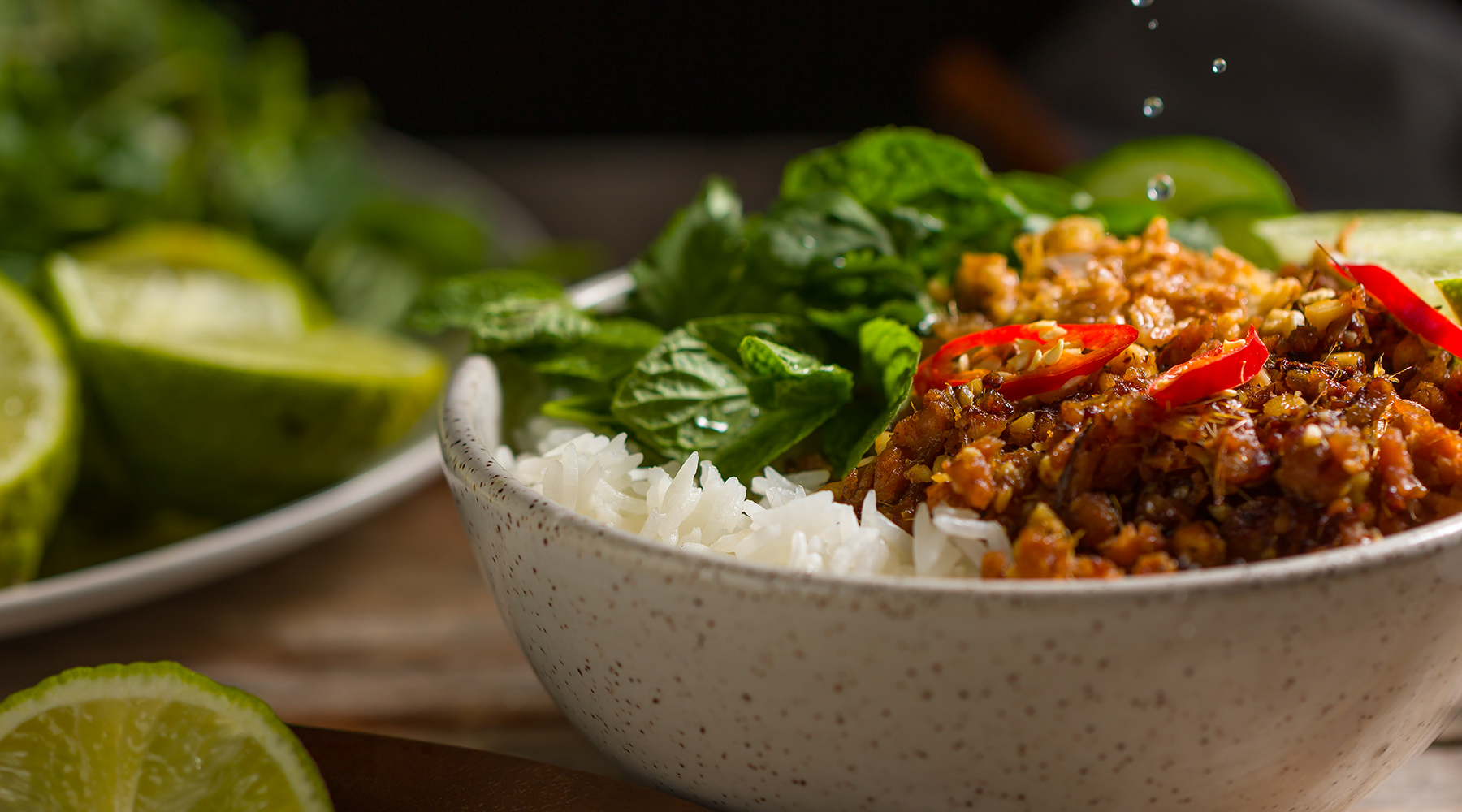 Vegan Ground Pork Larb Bowl